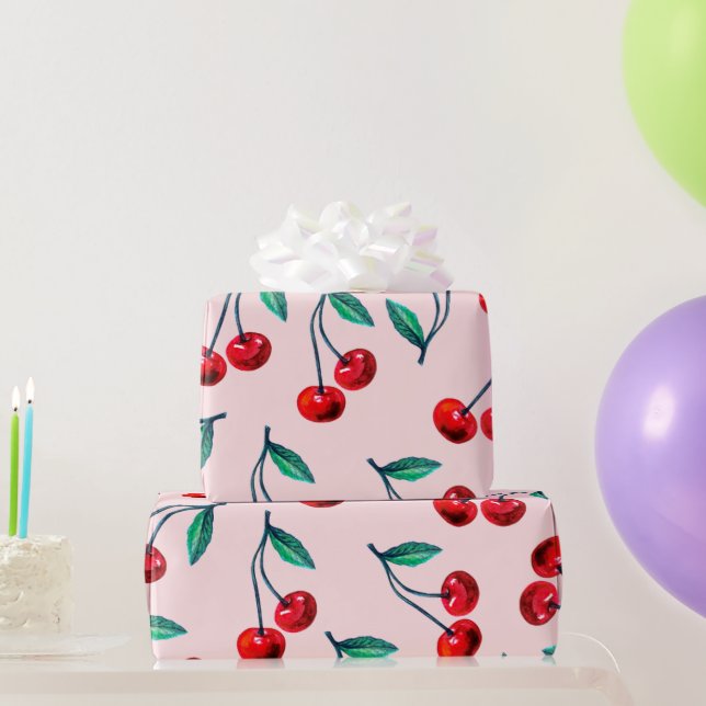 Papier Cadeau Motif Sweet Red Cherry (Cadeaux de fête)
