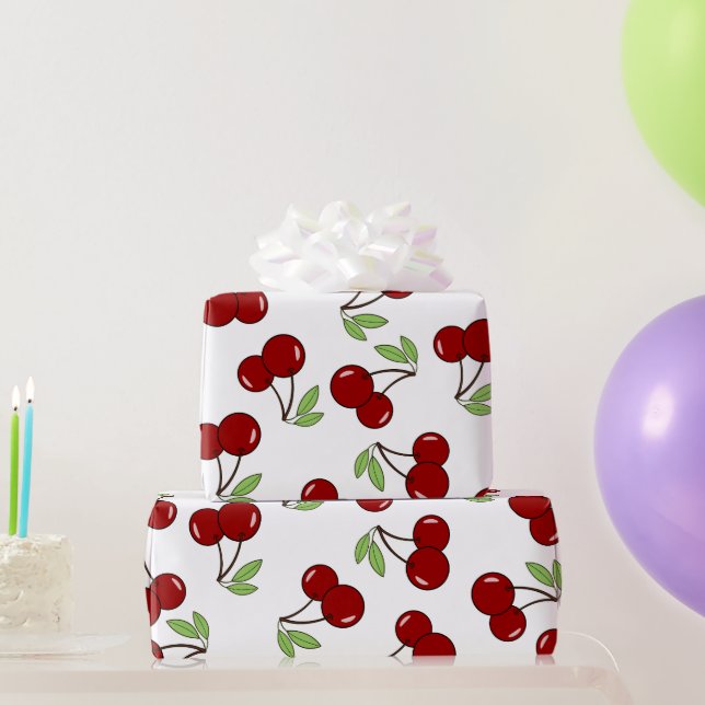 Papier Cadeau Motif Sweet Red Cherry (Cadeaux de fête)