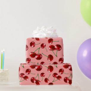 Papier Cadeau Motif Sweet Red Cherry
