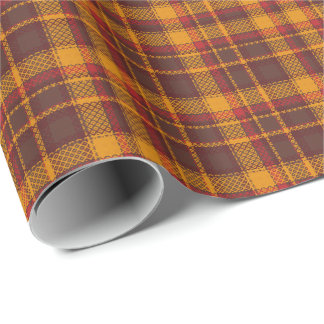Papier Cadeau Motif Tartan Jaune Moutarde et Rouille Cosy
