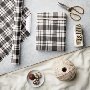 Papier Cadeau Motif Tartan noir et blanc