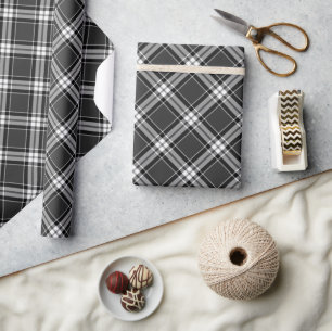 Papier Cadeau Motif Tartan noir et blanc