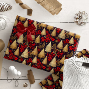 Papier Cadeau Motif tatan rouge or Noël #31 ID1009