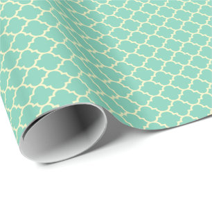 Papier Cadeau Motif Teal-Vert et beige de Quatrefoil