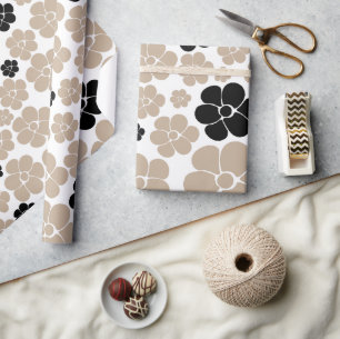 Papier Cadeau Motif tendance en Taupe, noir et blanc