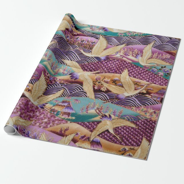 Papier Cadeau Motif tissu textile (Déroulé)