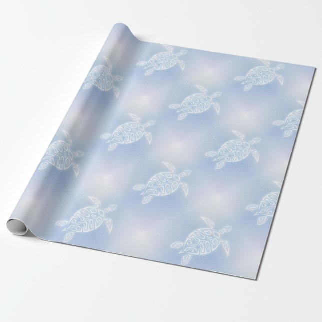 Papier Cadeau Motif Tortues bleues (Déroulé)