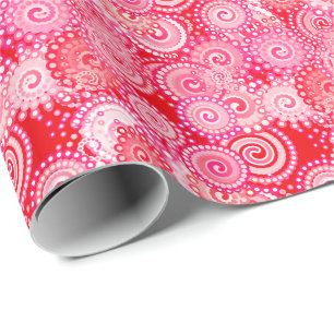 Papier Cadeau Motif tourbillon fractal, rouge et rose chaud