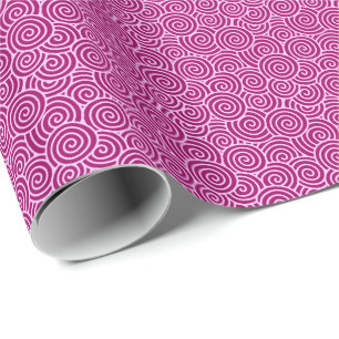 Papier Cadeau Motif tourbillon japonais - bordeaux et rose pâle
