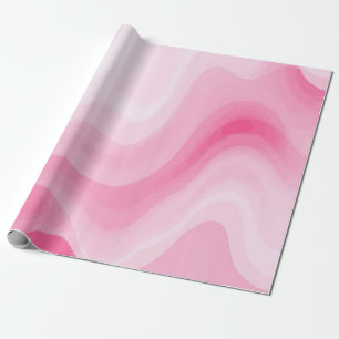 Papier Cadeau Motif tourbillonnant à l'aquarelle rose et blanc
