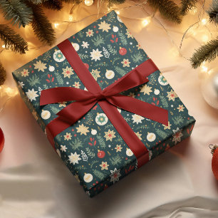 Papier Cadeau Motif traditionnel de Noël vert