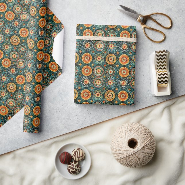 Papier Cadeau Motif traditionnel javanais Batik Kawung (Artisanat)