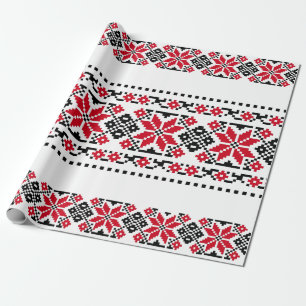 Papier Cadeau Motif traditionnel roumain "Les étoiles"