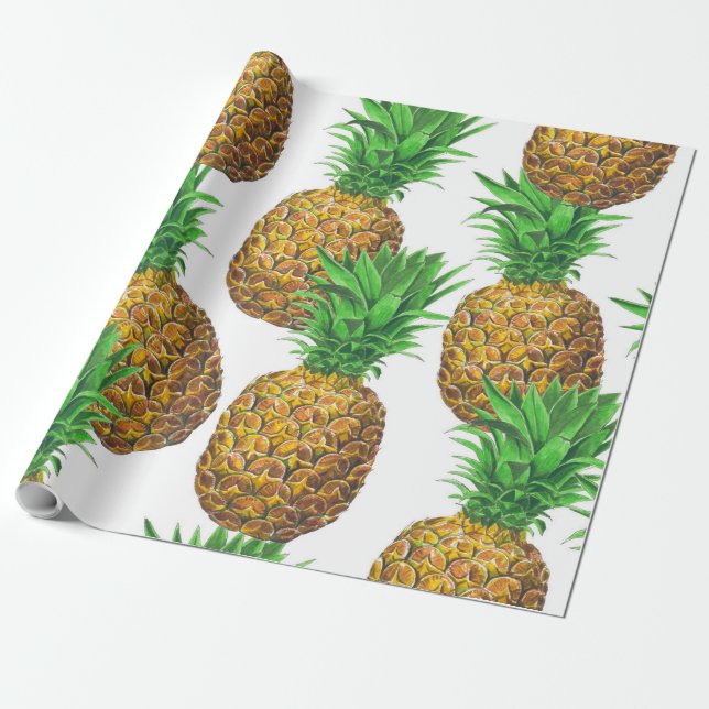 Papier Cadeau Motif transparent avec ananas (Déroulé)