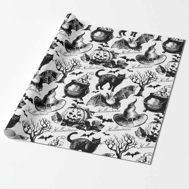 Papier Cadeau Motif transparent pour Halloween (Déroulé)
