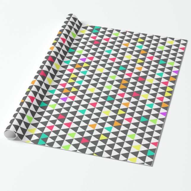 Papier Cadeau Motif triangle géométrique rétro tendance (Déroulé)