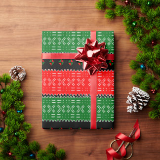 Papier Cadeau Motif Tribal Black Red Et Green Mudclot