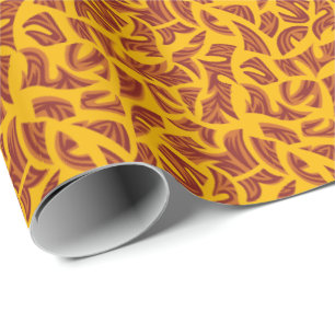 Papier Cadeau Motif tribal ethnique Orange Brown Jaune