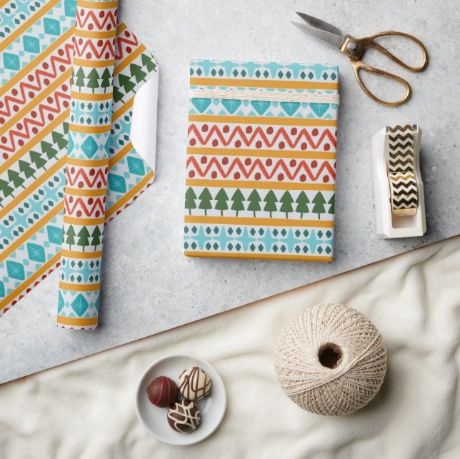 Papier Cadeau Motif tricot d'hiver (Artisanat)