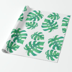 Papier Cadeau Motif tropical avec feuilles monstères
