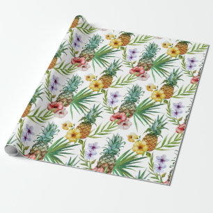 Papier Cadeau Motif tropical d'ananas d'aquarelle de thème