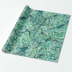 Papier Cadeau Motif tropical de Monstera de vert de VIBRAPHONE