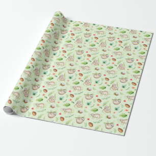 Papier Cadeau Motif tropical de paresse de noix de coco