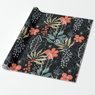 Papier Cadeau Motif tropical feuille coloré