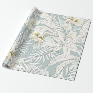 Papier Cadeau Motif tropical sans couture avec fleurs Orchidée,