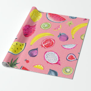 Papier Cadeau Motif Tropical sans couture de fruits exotiques. M