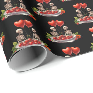 Papier Cadeau Motif tuilé gothique cool squelette de la Saint-Va