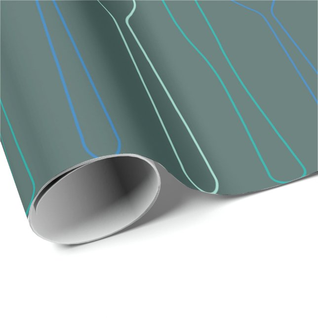 Papier Cadeau Motif turquoise Cuillère à fourche couteau bleu  (Coin rond)
