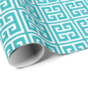 Papier Cadeau Motif Turquoise de la clé grecque