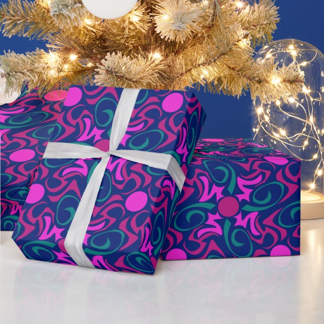 Papier Cadeau Motif vectoriel bleu et rose Fuchsia (Vacances)