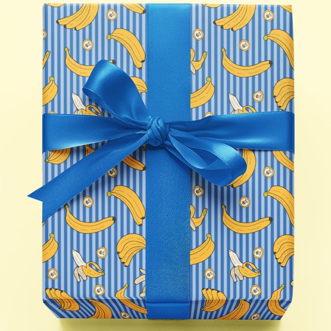 Papier Cadeau Motif vectoriel de bande banane | Bleu classique (Créateur téléchargé)