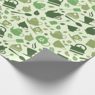 Papier Cadeau Motif vert à thème thé