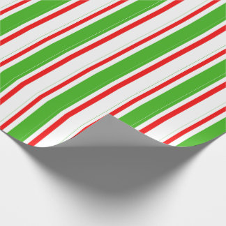 Papier Cadeau Motif vert, blanc, rouge rayé/lin