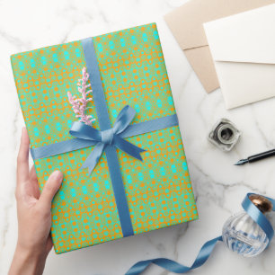 Papier Cadeau Motif vert clair et orange 