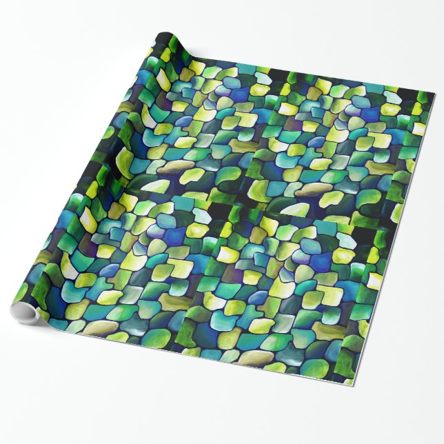 Papier Cadeau Motif vert contemporain (Déroulé)