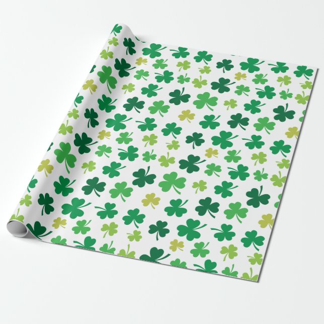Papier Cadeau Motif vert de trèfle de shamrock de Jour de la (Déroulé)