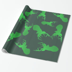Papier Cadeau Motif vert de vacances de Noël de renne