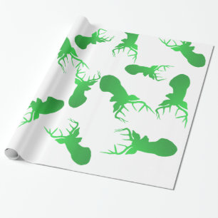 Papier Cadeau Motif vert de vacances de Noël de renne