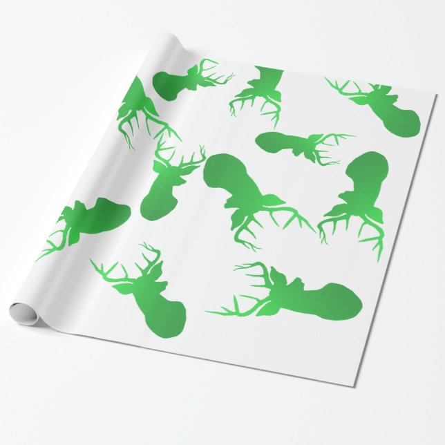 Papier Cadeau Motif vert de vacances de Noël de renne (Déroulé)