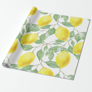 Papier Cadeau Motif vert Feuille jaune citron