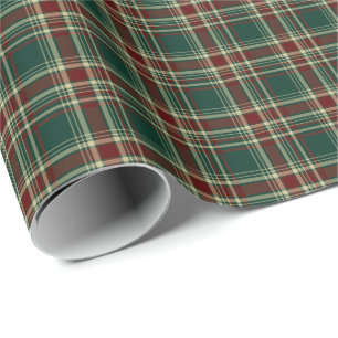 Papier Cadeau Motif vert-foncé et marron de plaid de Noël
