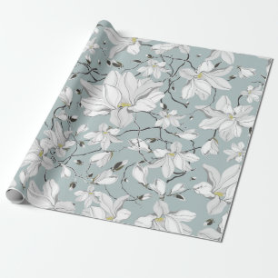 Papier Cadeau motif vintage à texture florale. Motif transparent