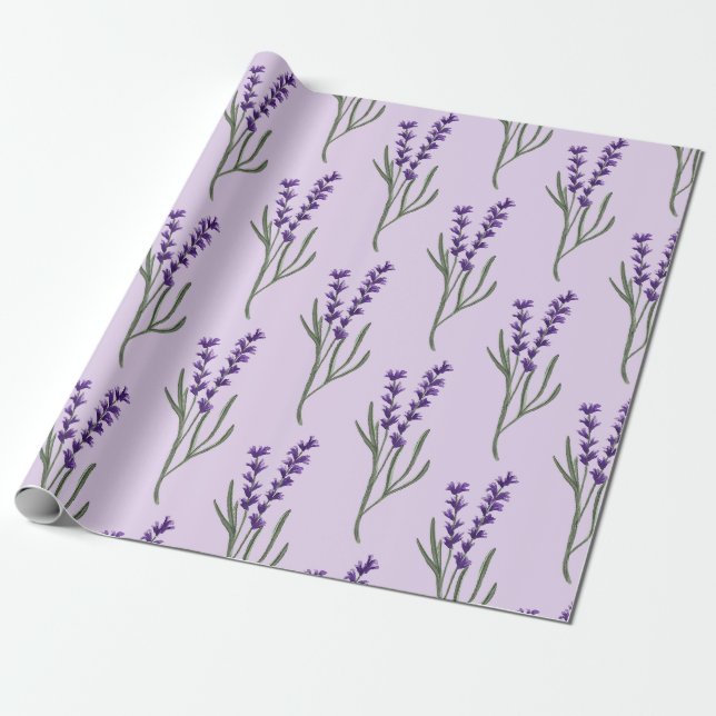 Papier Cadeau Motif violet de papier d'enveloppement de lavande (Déroulé)
