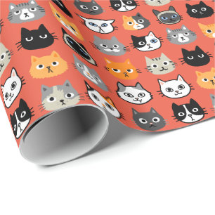 Papier Cadeau Motif Visages de chat Cool Kitty Cat Lover