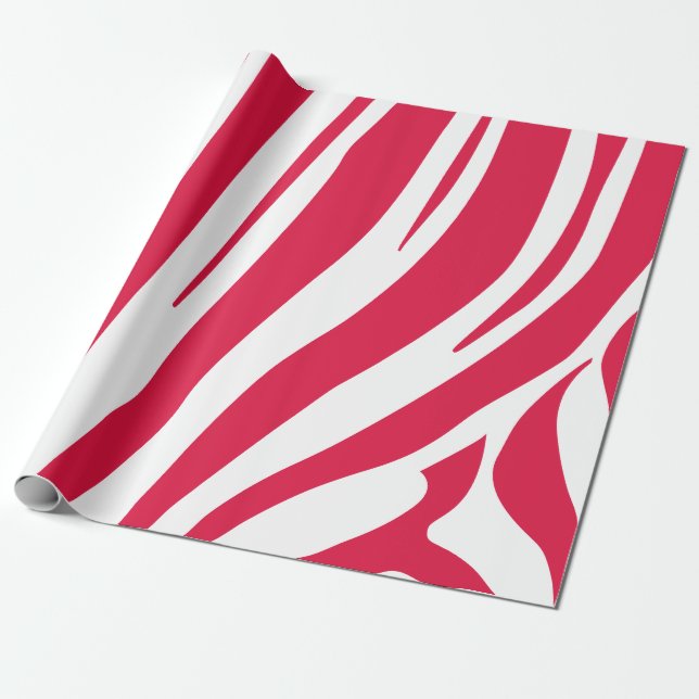 Papier Cadeau Motif zèbre rose et blanc (Déroulé)