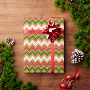 Papier Cadeau Motif Zigzag de Noël en Or Faux